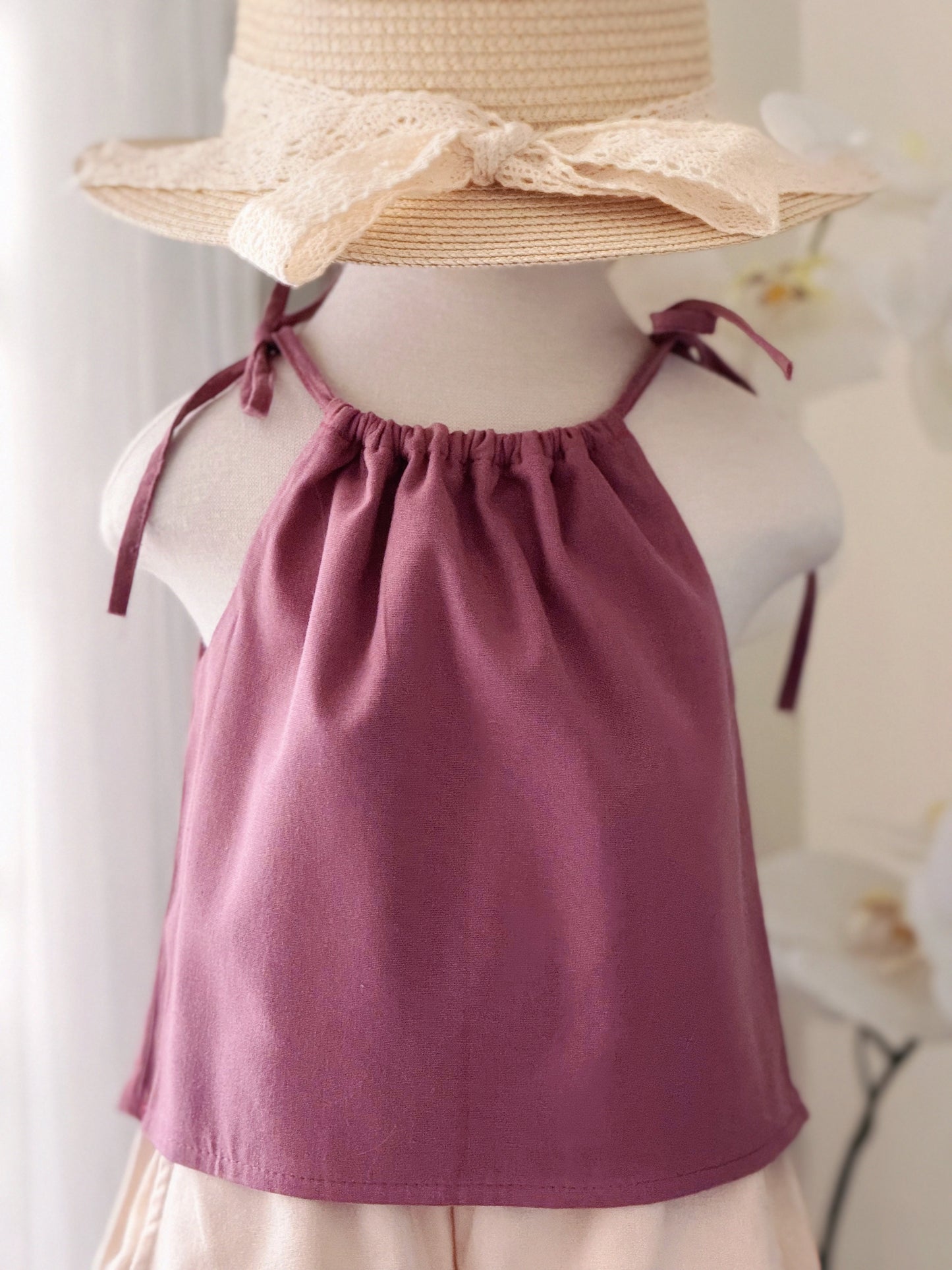 Ericka Linen Top in Mauve