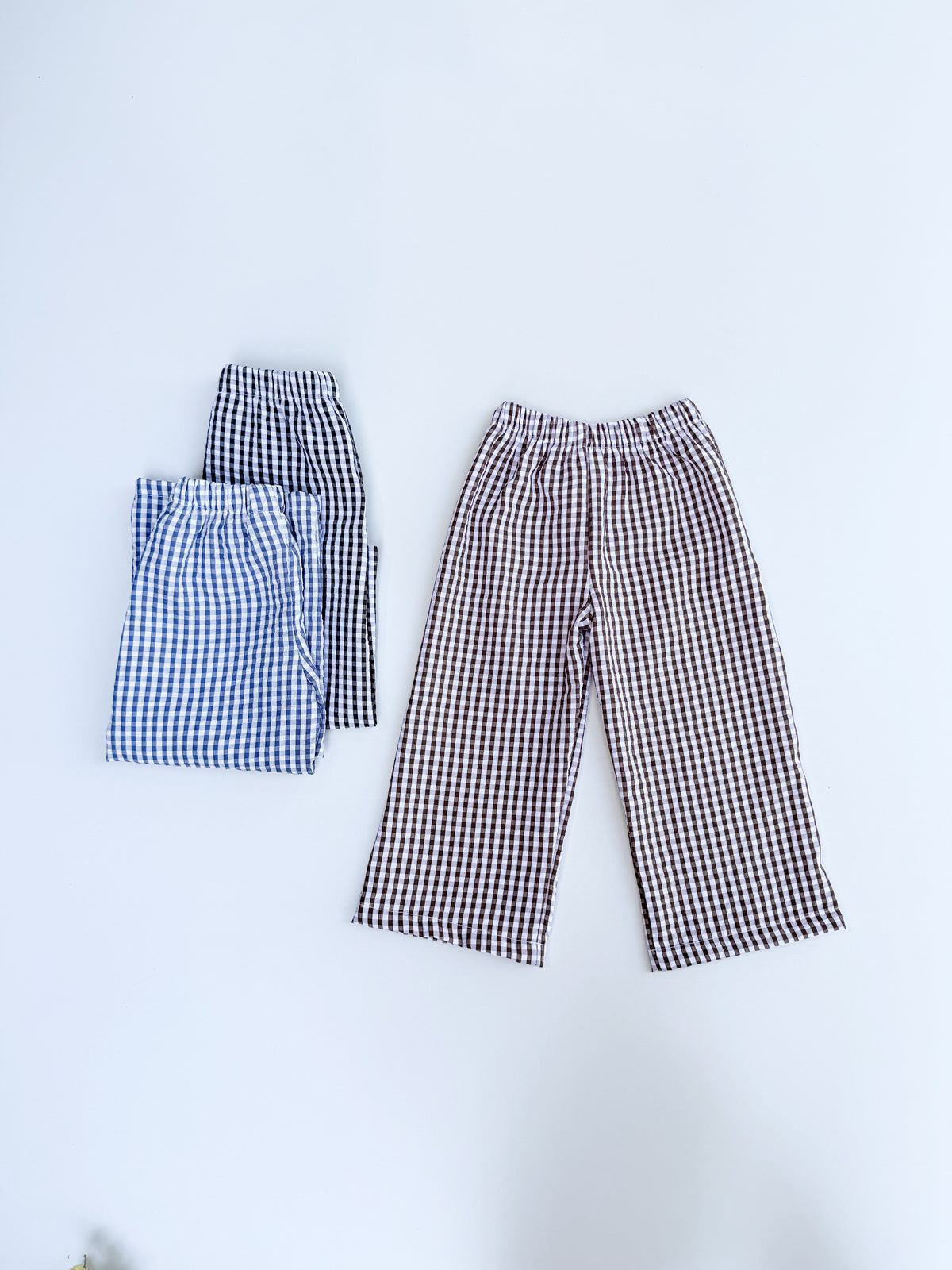 Sienna Checkered Wide Leg Pants in Blue