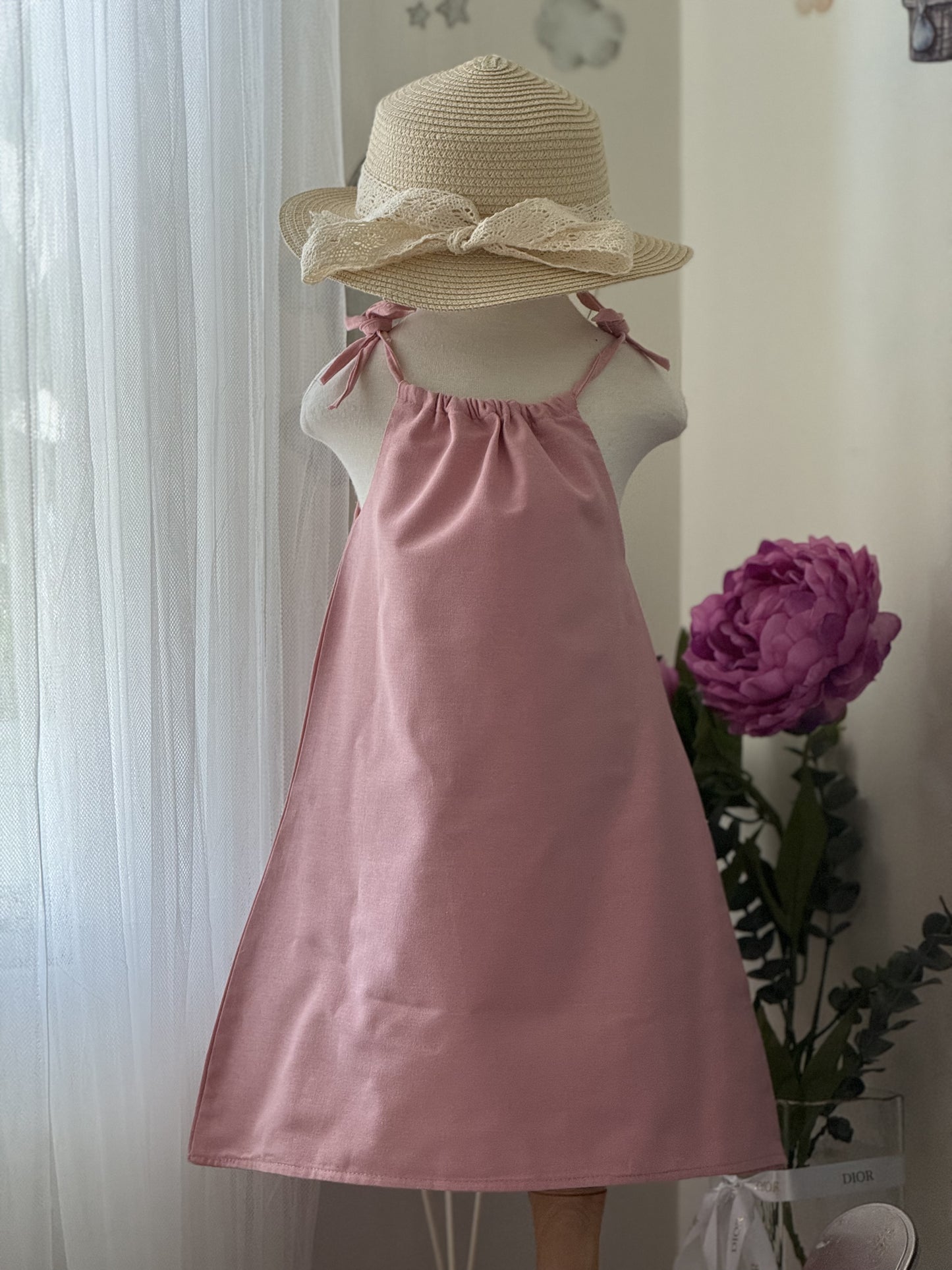 Ericka Linen Dress in Pink