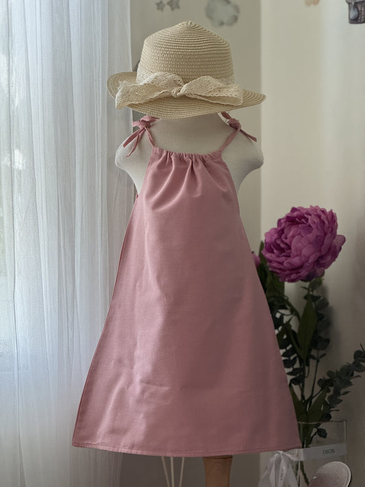 Ericka Linen Dress in Pink