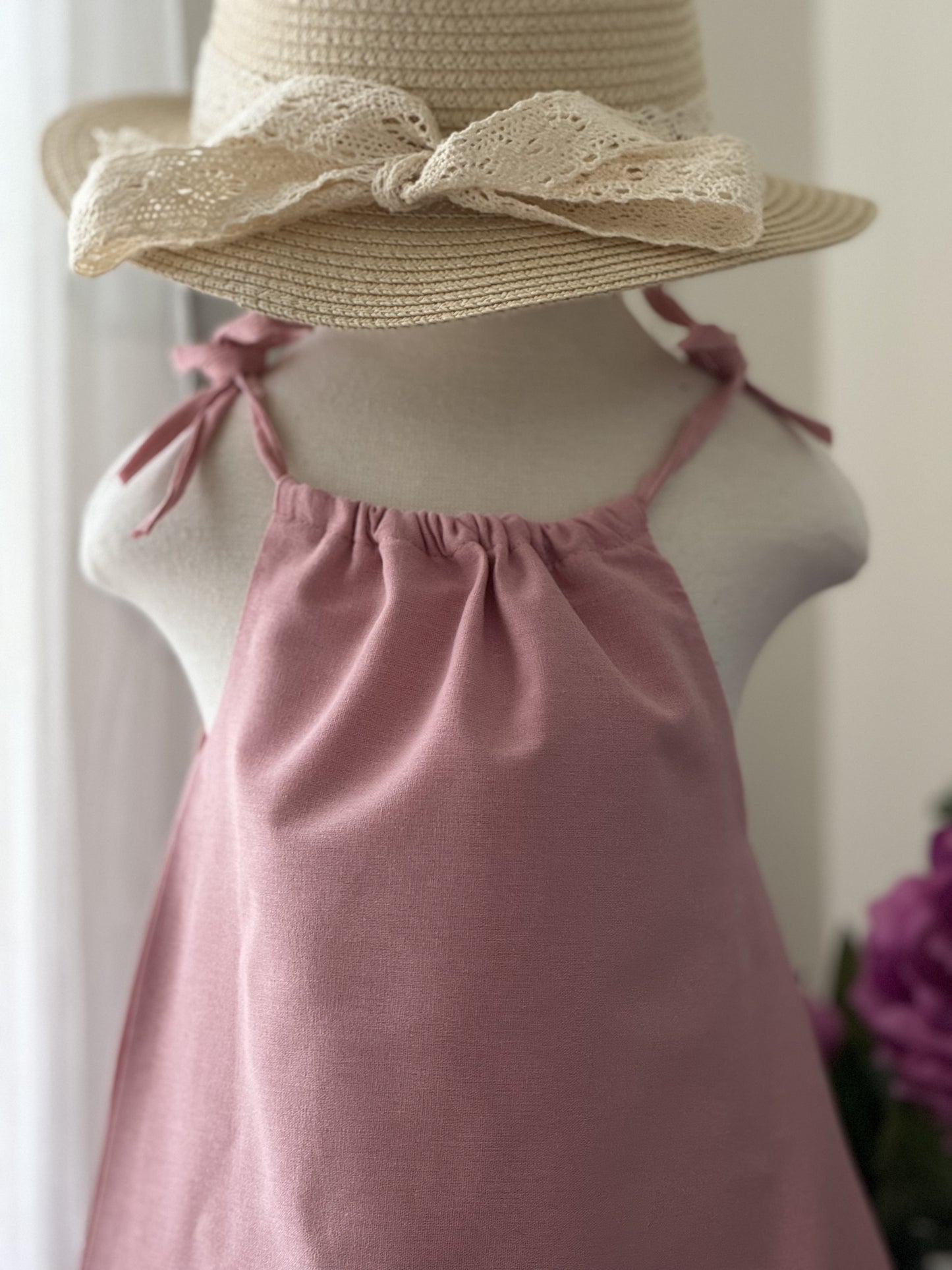 Ericka Linen Dress in Pink