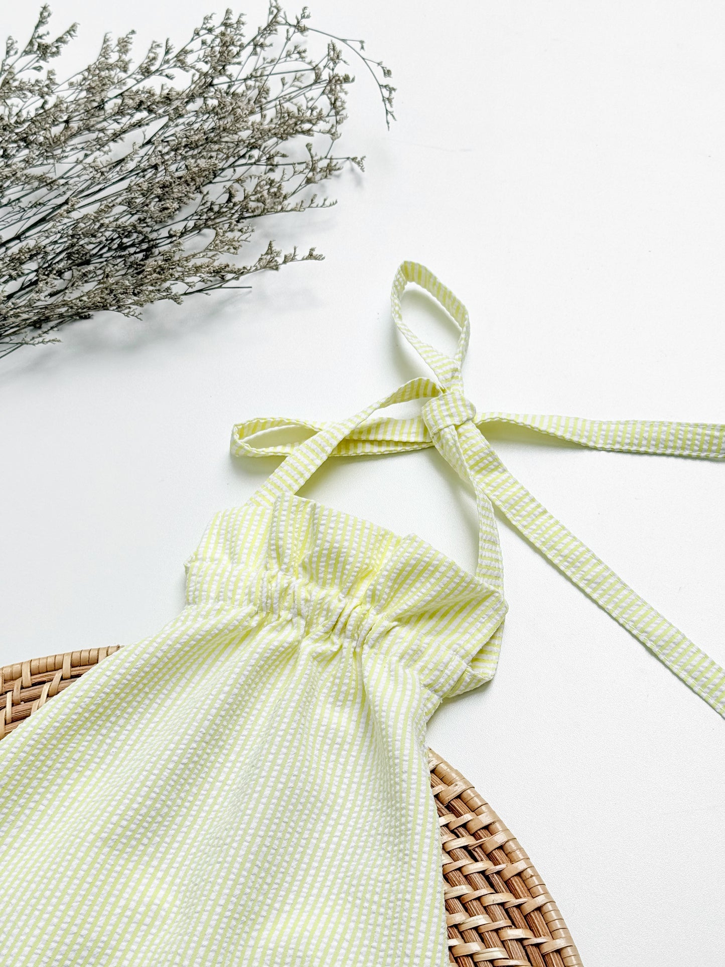 Grace Backless Seer Sucker Top in Yellow