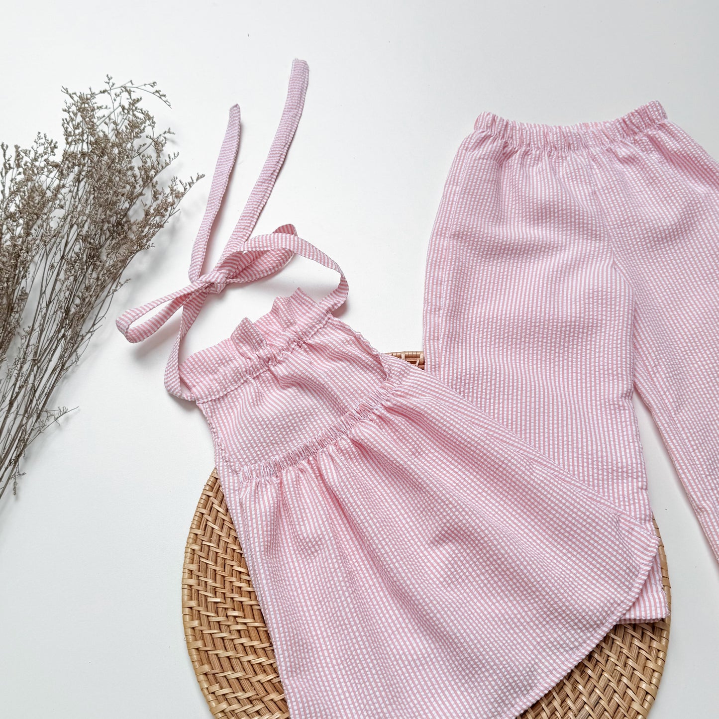Grace Backless Stripes in Pink Set