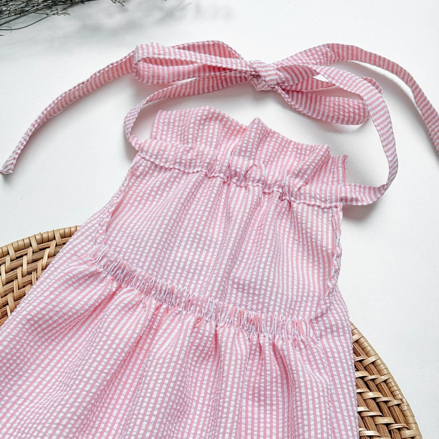 Grace Backless Seer Sucker Top in Pink