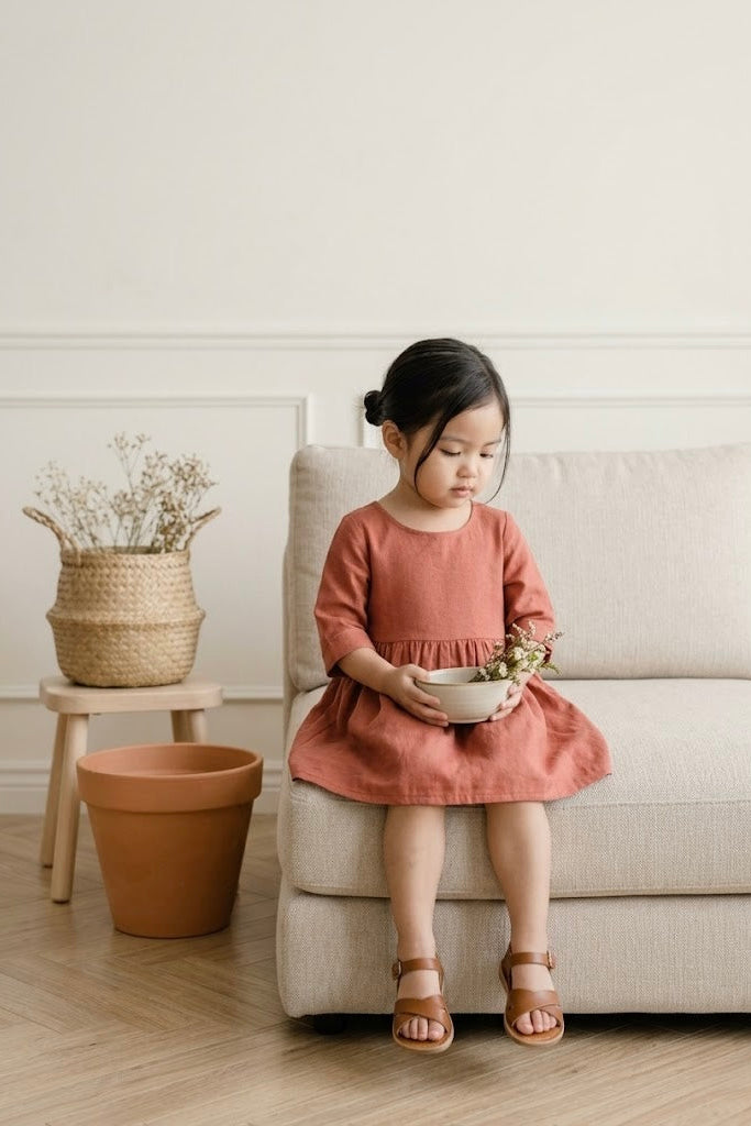 Jane Linen Dress in Pink