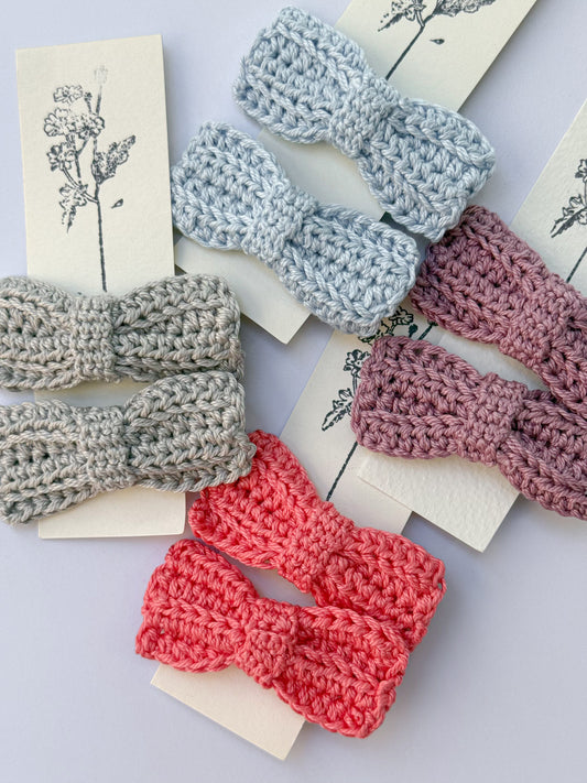 Handmade Crochet Bow Hair Clips