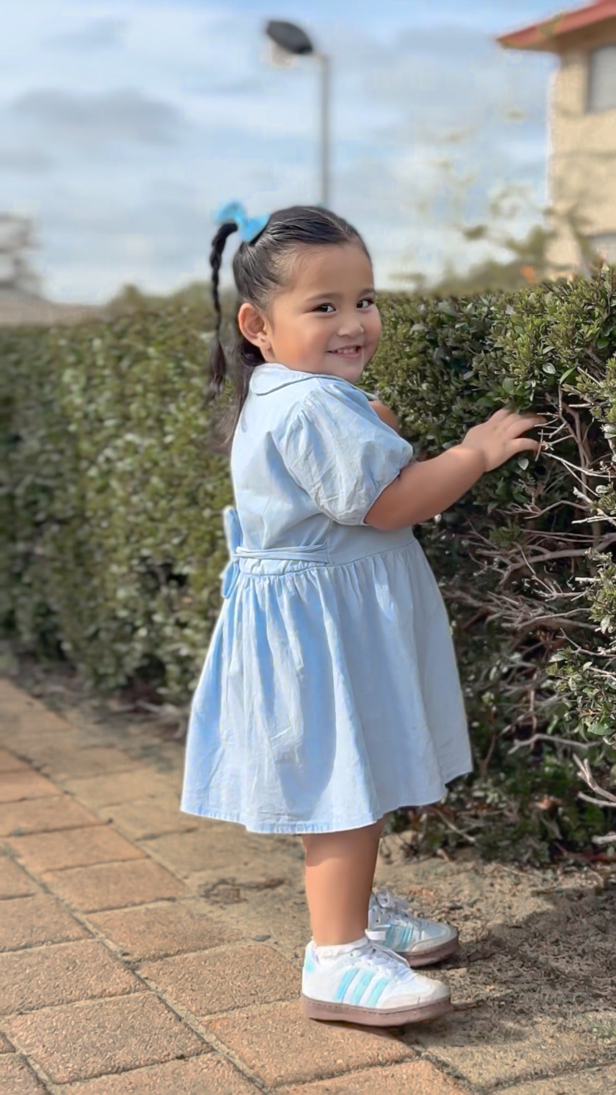 Athens Linen Dress in Powder Blue