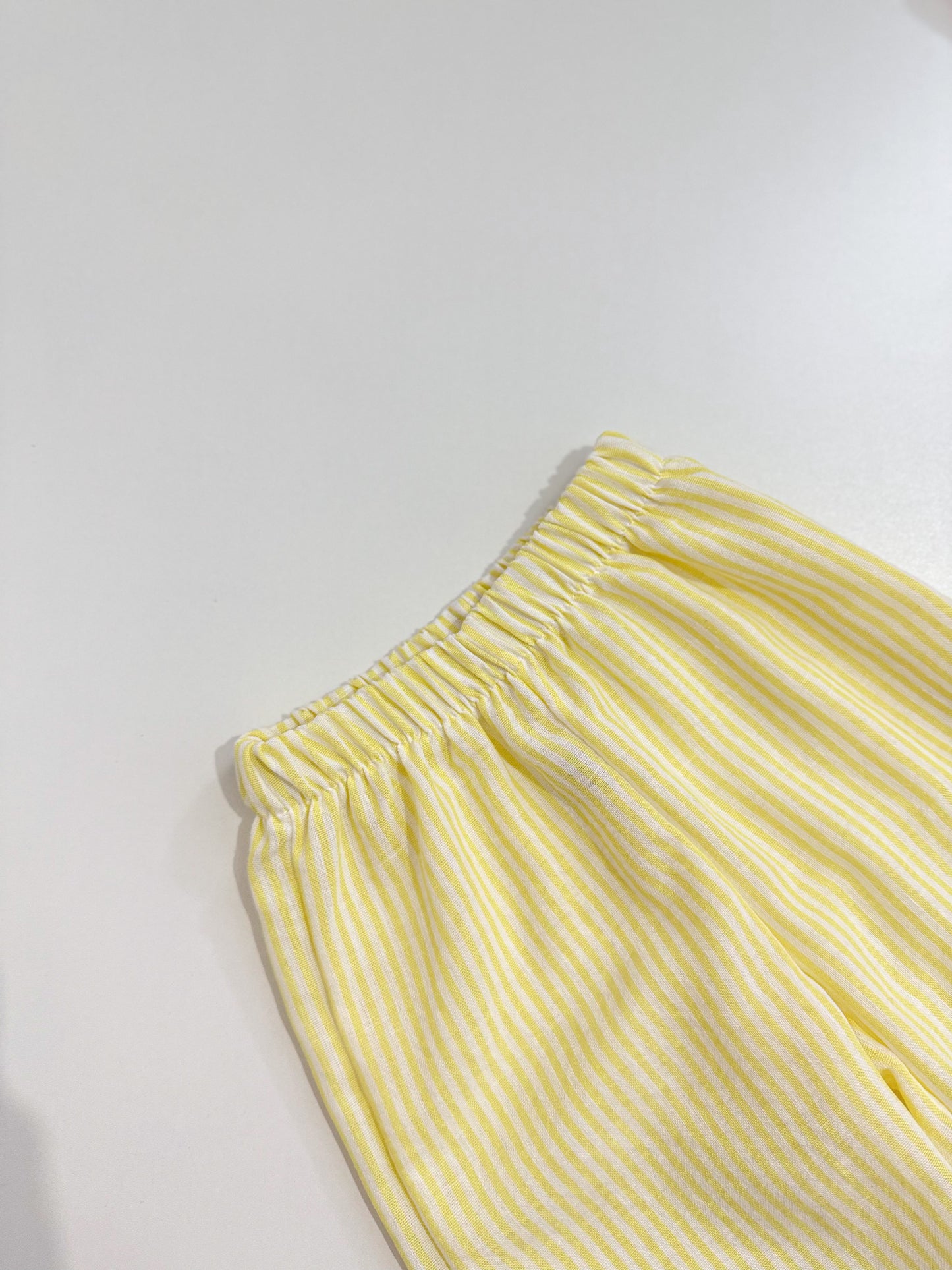 Amelia Top and Mary Pants Linen Stripes in Yellow Set