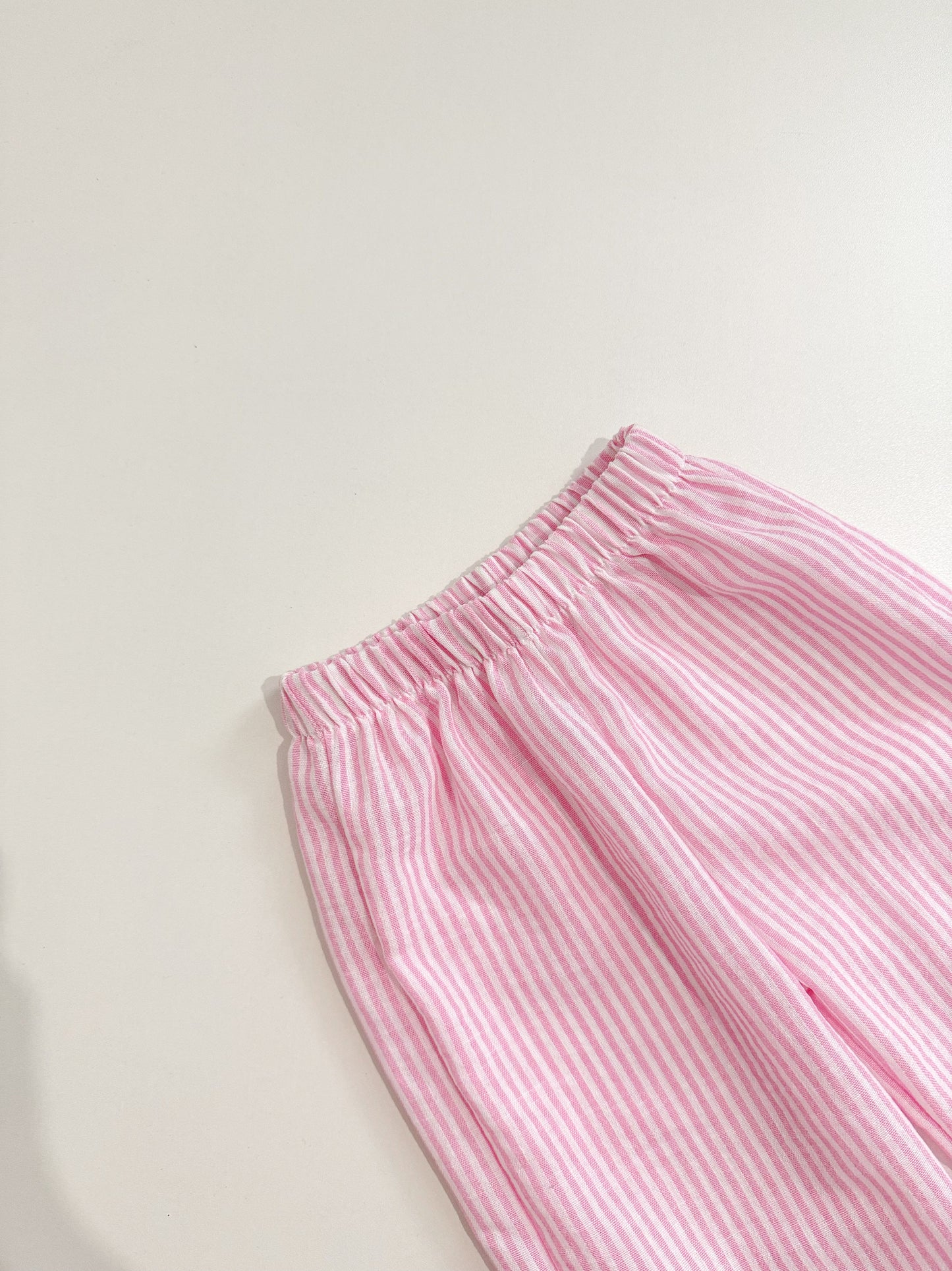 Amelia Top and Mary Pants Linen Stripes in Pink Set