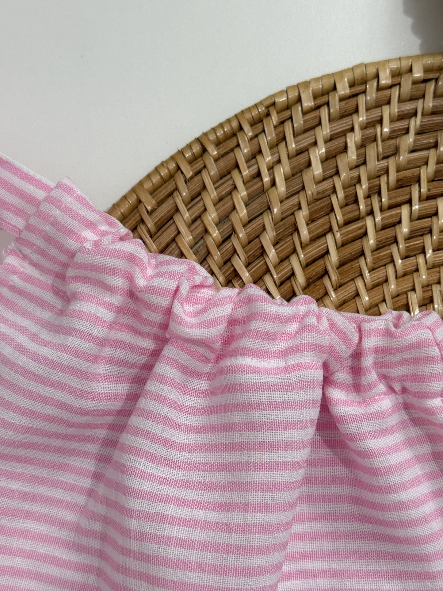Amelia Top and Mary Pants Linen Stripes in Pink Set