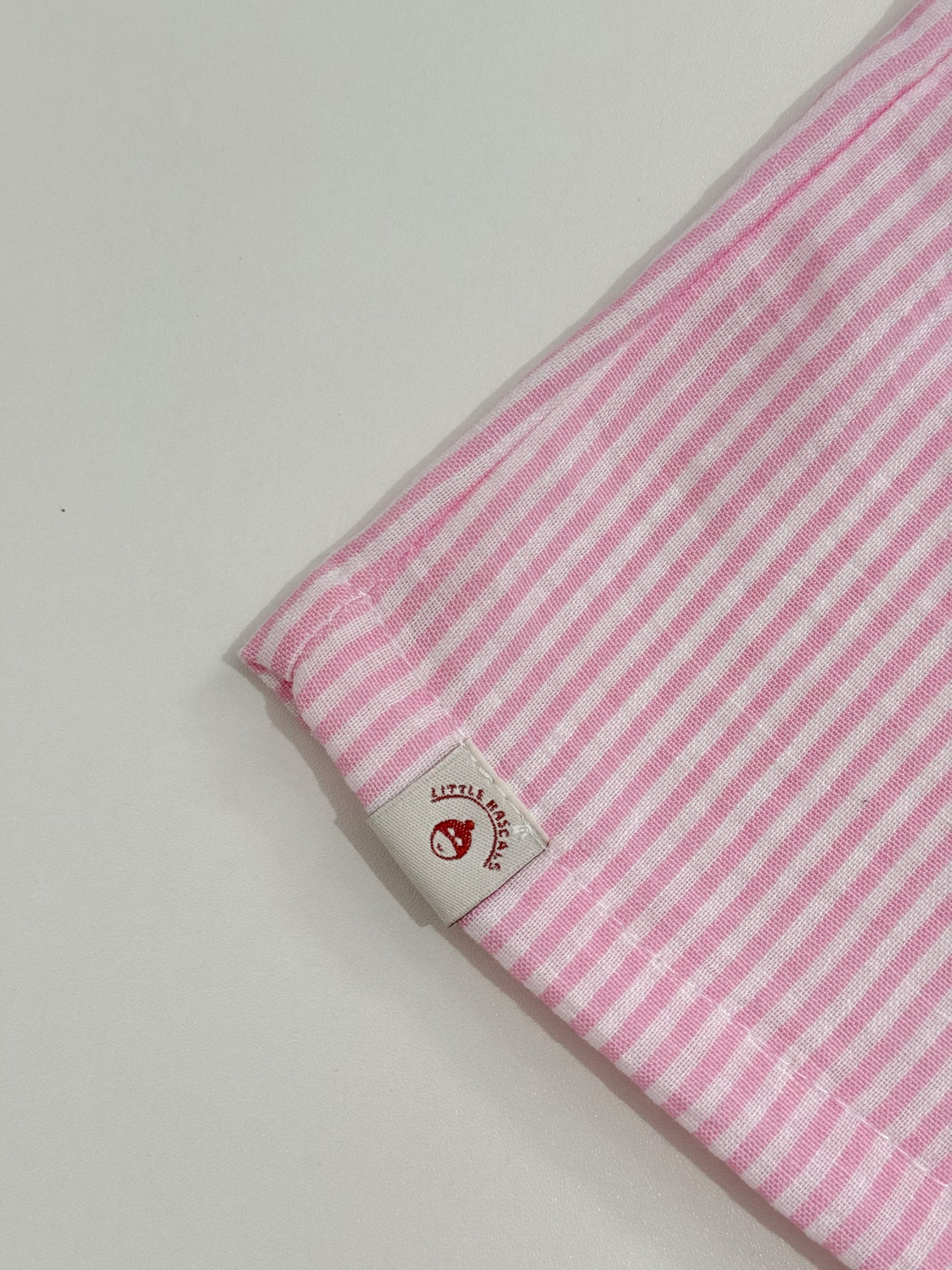 Amelia Top and Mary Pants Linen Stripes in Pink Set