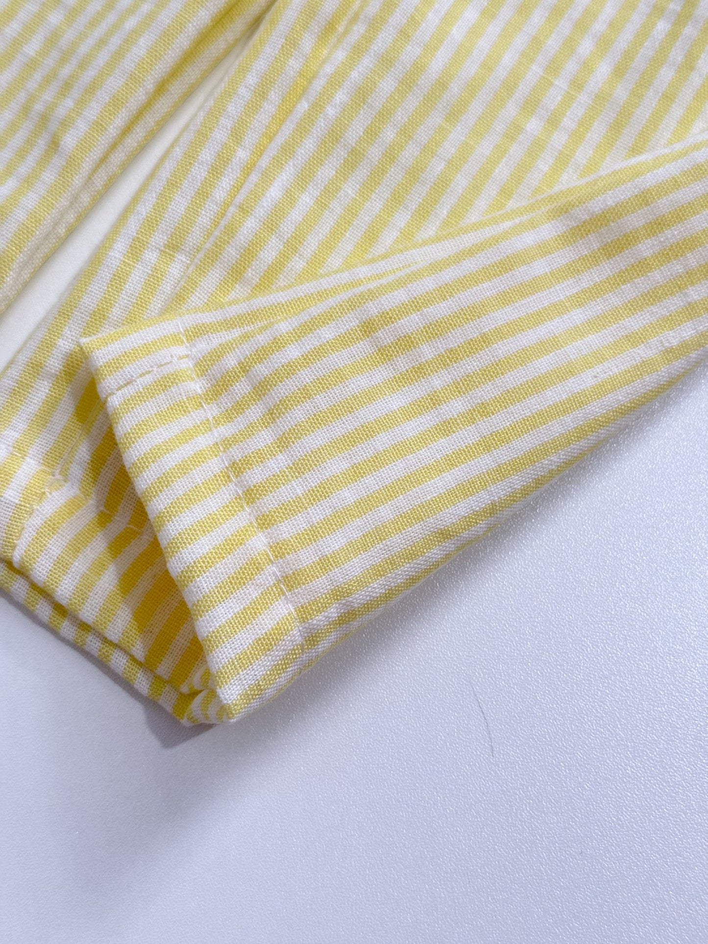 Amelia Top and Mary Pants Linen Stripes in Yellow Set