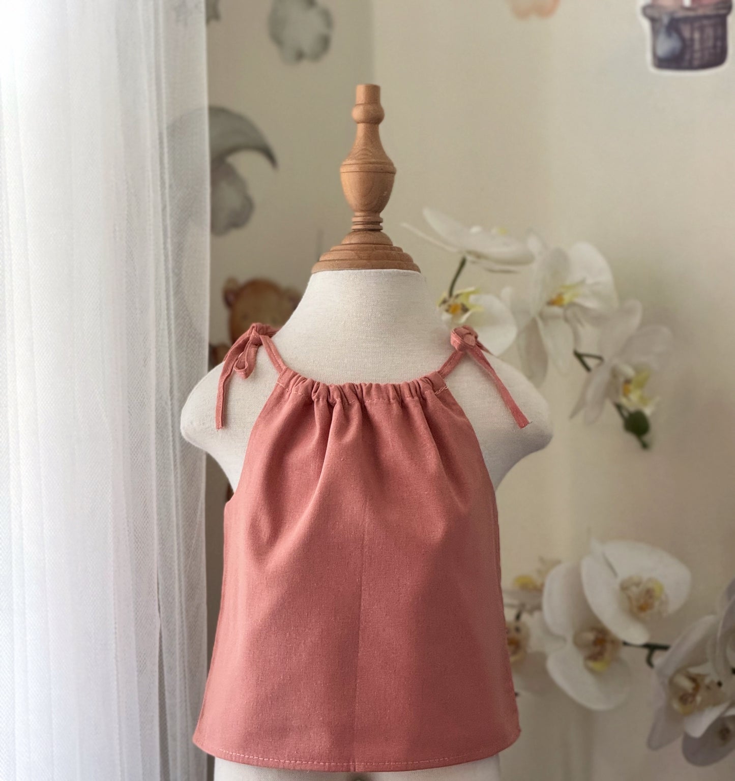 Ericka Linen Top in Pink