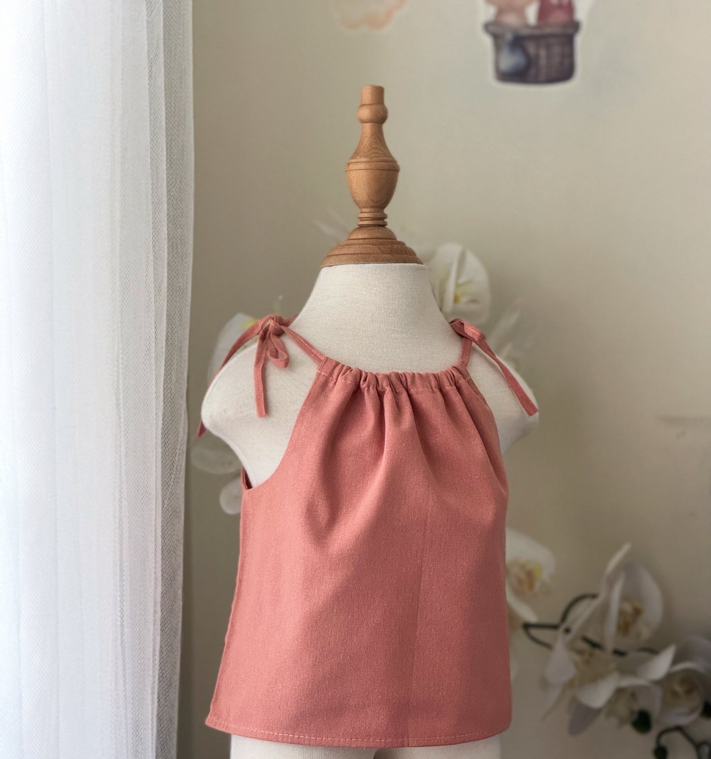 Ericka Linen Top in Pink