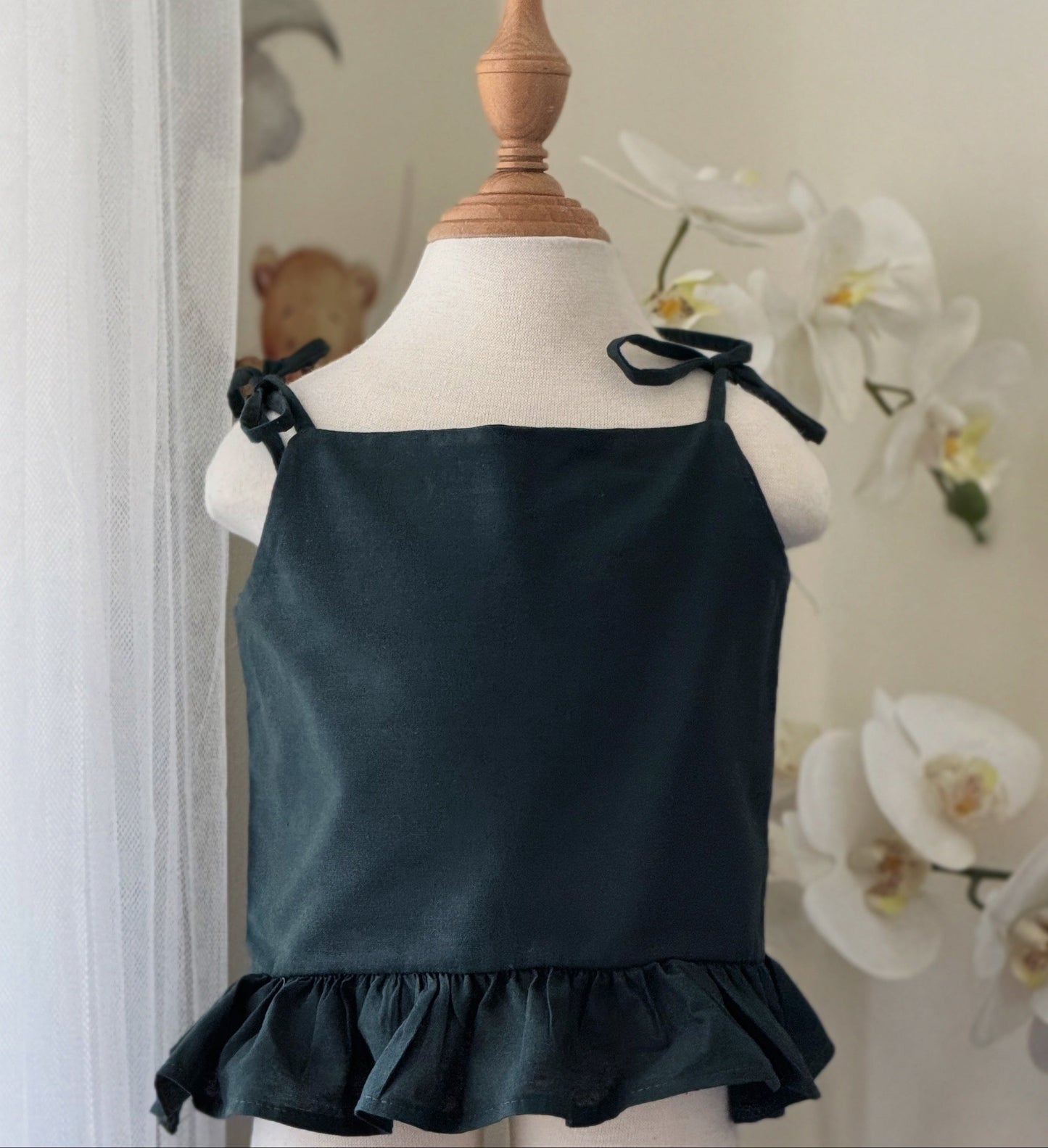 Maria Emerald Top and Ericka Shorts in White Linen Set