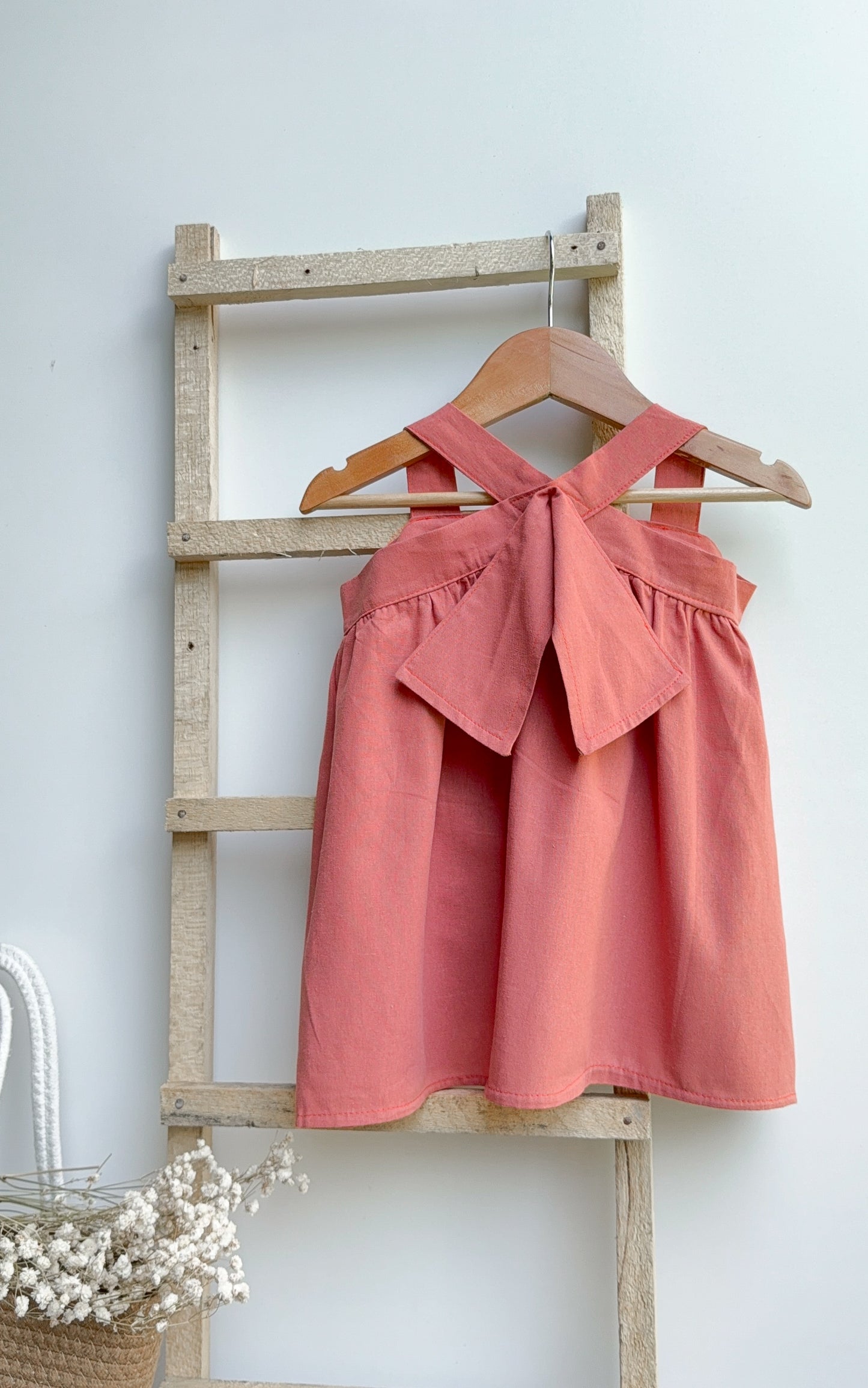 Amarah Linen Dress in Salmon Pink