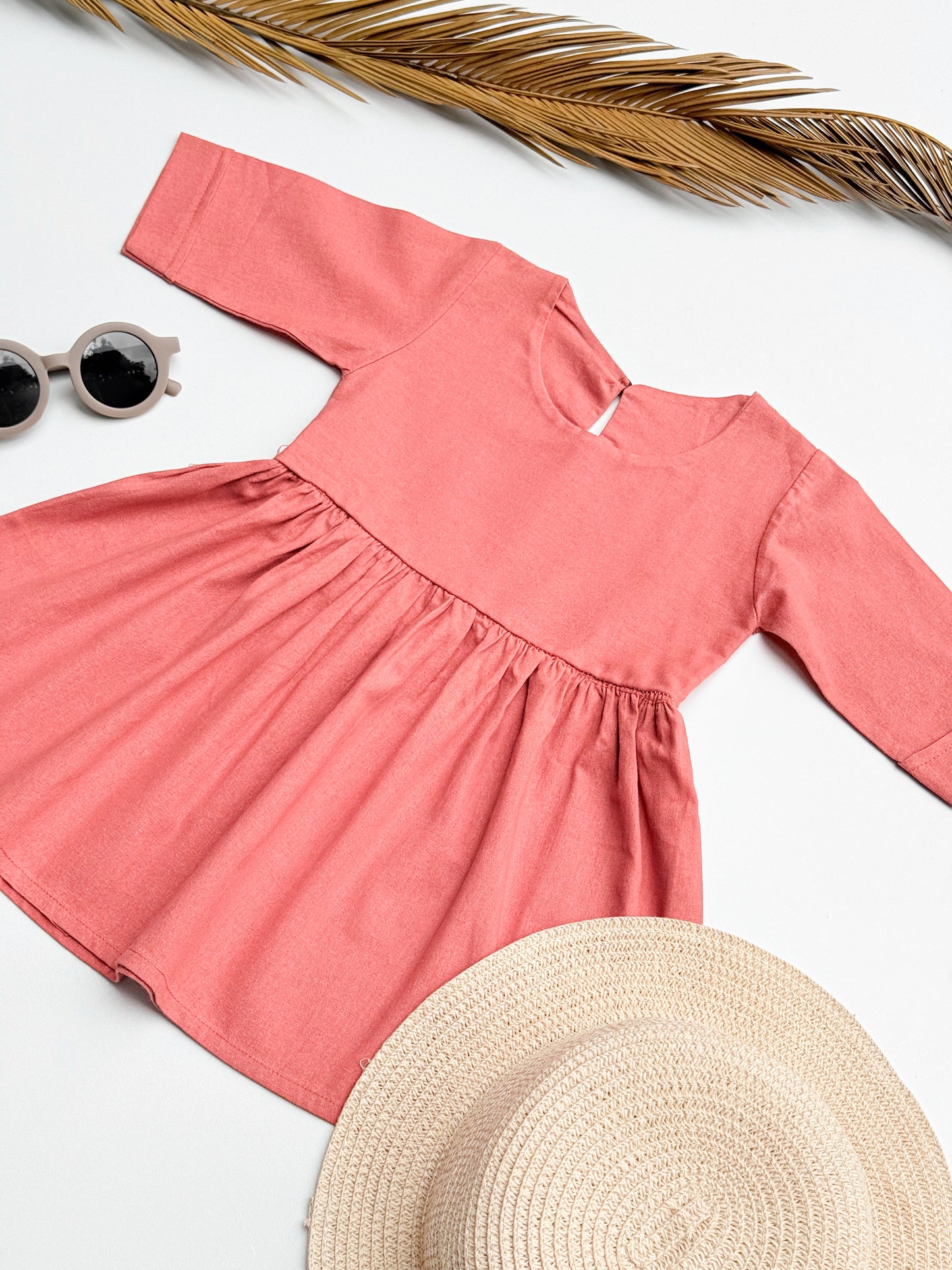 Jane Linen Dress in Pink