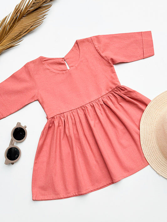 Jane Linen Dress in Pink