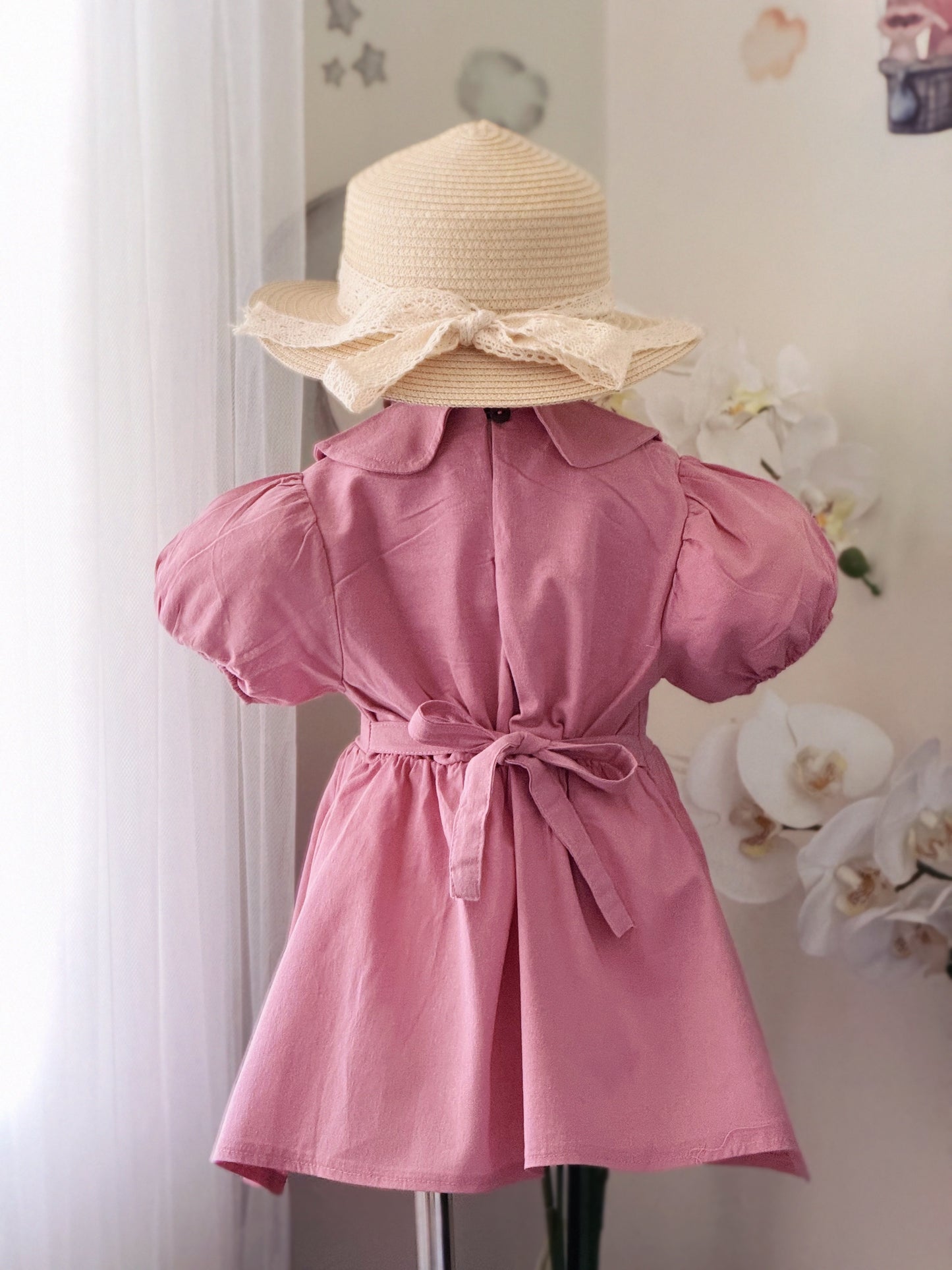 Athens Linen Dress in Pink