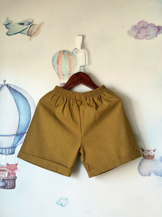 John Linen Shorts in Olive Green