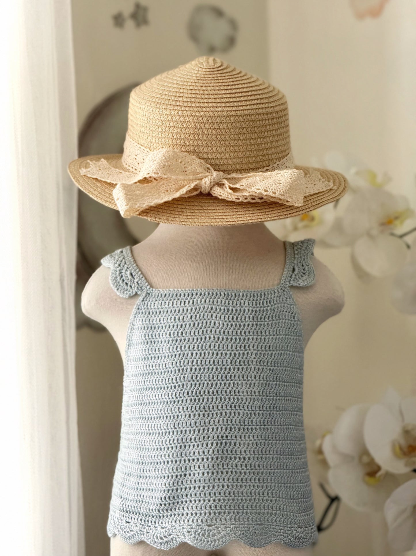 Malou Crochet Top in Powder Blue