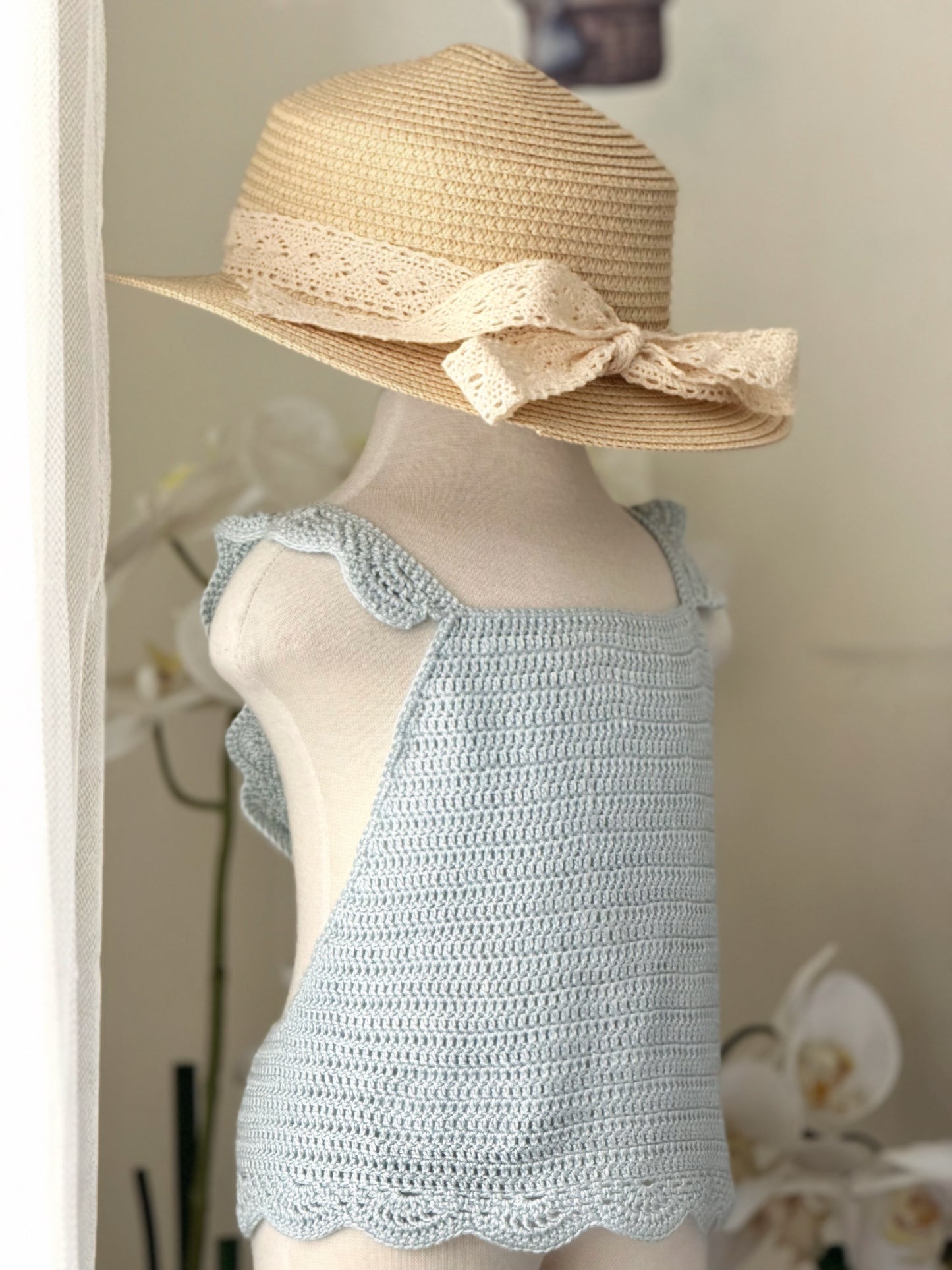 Malou Crochet Top in Powder Blue