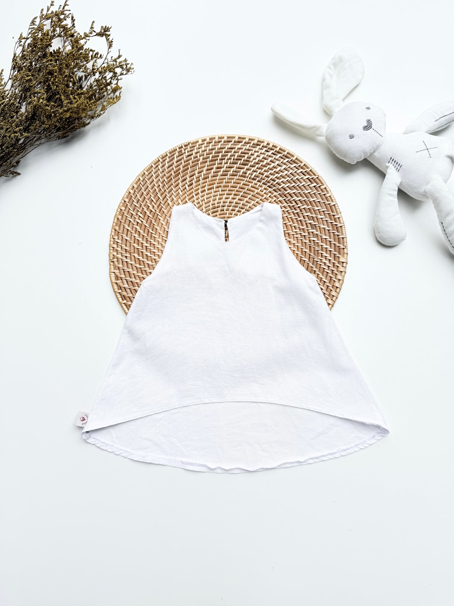 Coleen Linen Top Blouse in White