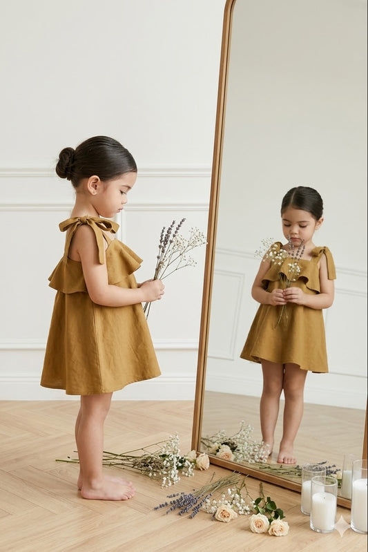 Nathalie Linen Top in Olive Green