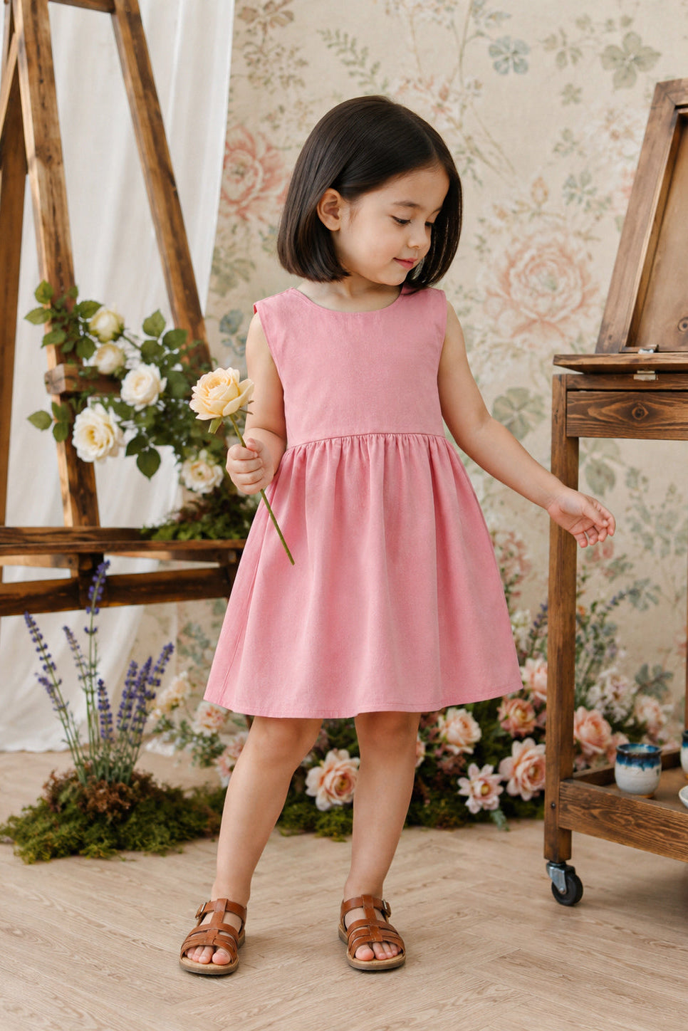 Cheenee Linen Dress in Pink