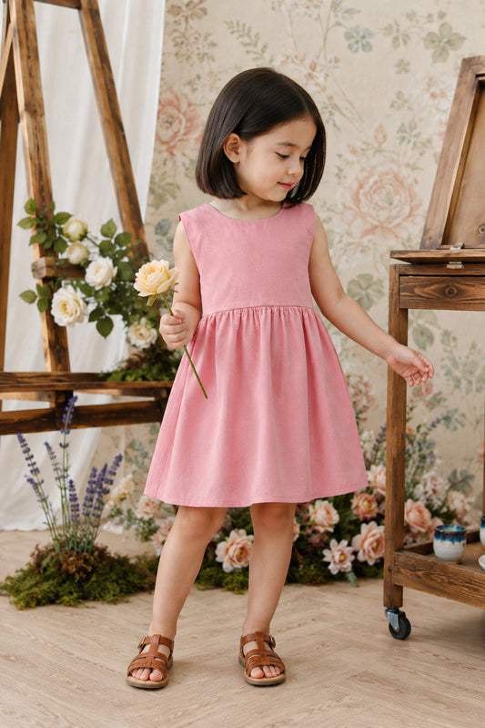 Cheenee Linen Dress in Pink