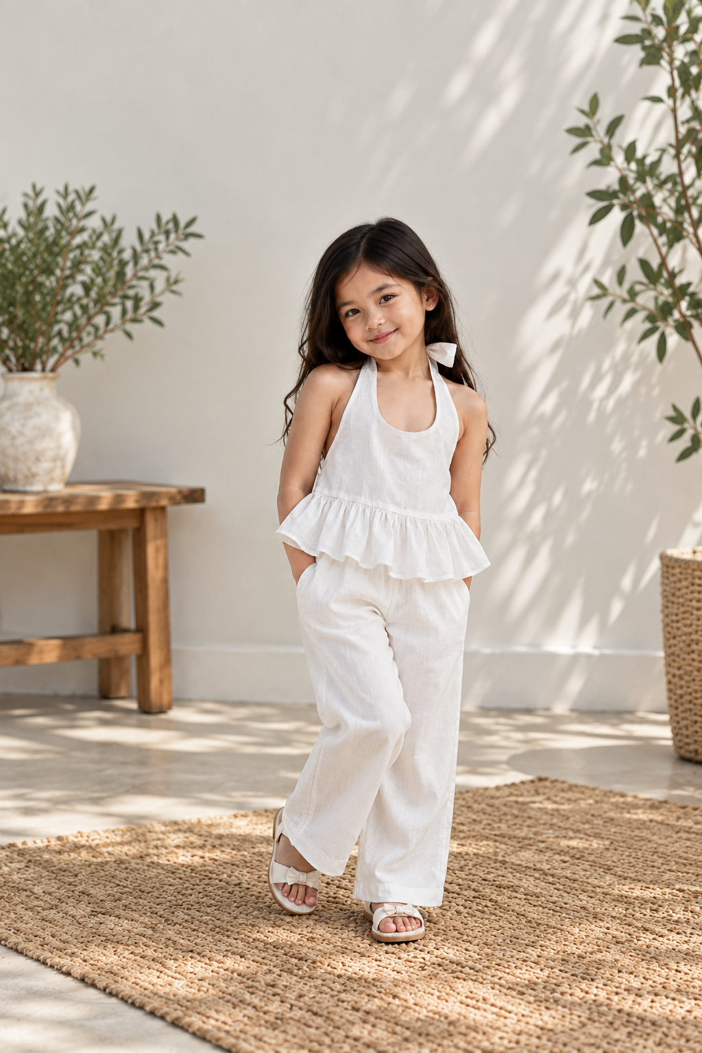 Maven Backless Top in White and Joshua Pants in White