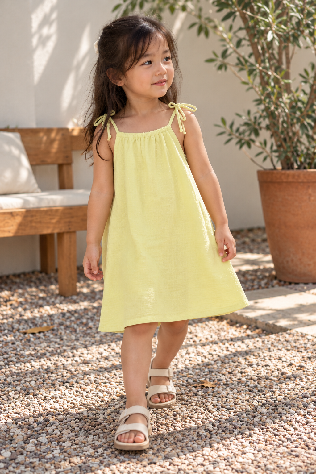 Ericka Linen Dress in Pastel Yellow