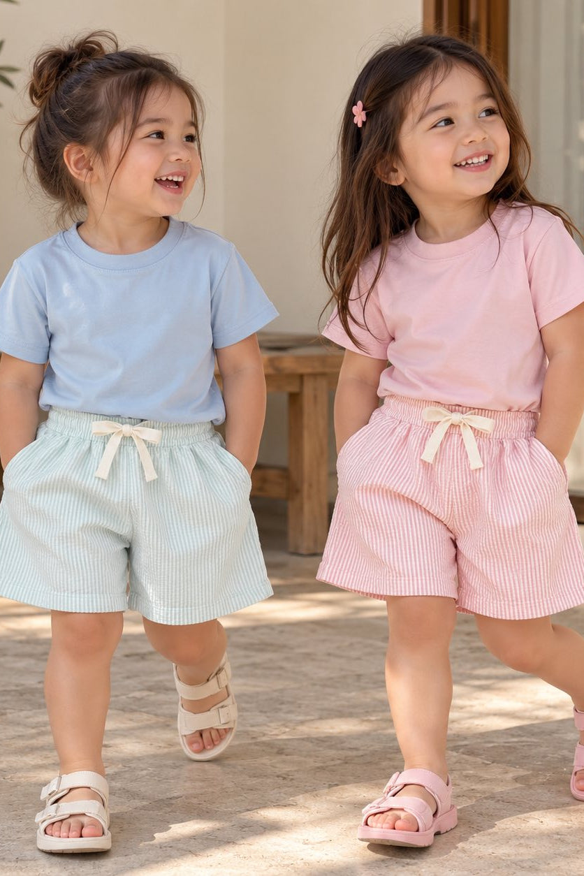 Genesis Seer Sucker Shorts in Pink Striped